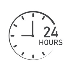 24 hours, icon symbol, Twenty four o'clock, time.
