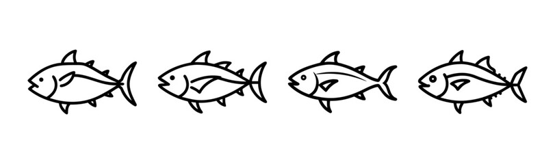 Vector illustration of a yellowfin tuna swimming in clear blue water
