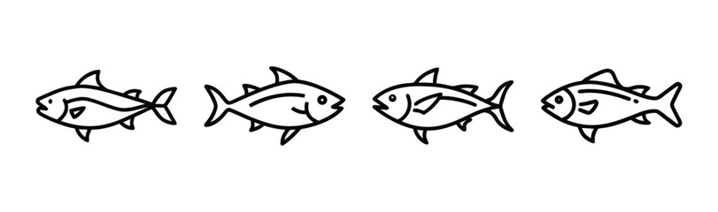 Yellowtail fish vector illustration scalable icon for marine life and seafood