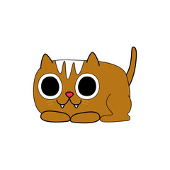 Aadorable brown cartoon cat resting peacefully