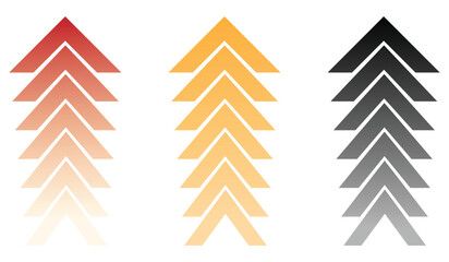 Set of swipe up arrows in various styles on a white background. Swipe up arrow button set. Swipe up arrow icon set directional concepts. Vector illustration.