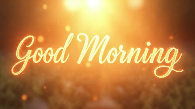 A radiant good morning greeting, bathed in golden light, evokes a sense of warmth, positivity, and a fresh start to the day, perfect for uplifting messages and designs - Powered by Adobe