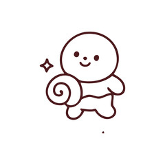 Cute Cartoon Character with Spiral Hand