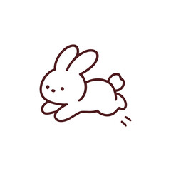 Simple Line Art of a Running Rabbit