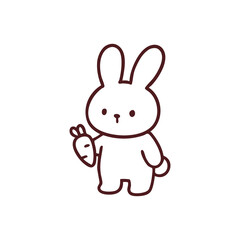 Cute Cartoon Rabbit Holding Carrot