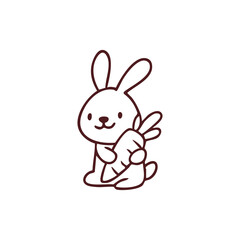 Obraz premium Cute Cartoon Rabbit Hugging Butterfly Illustration