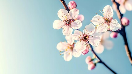 Crystal clear air showing contrast between white snow and vivid pink blossoms