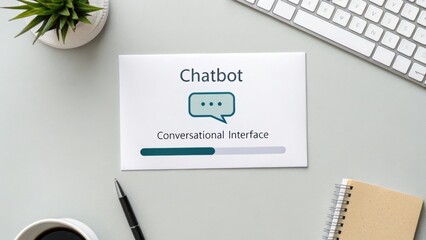 A chatbot with a conversational interface displayed on a workspace