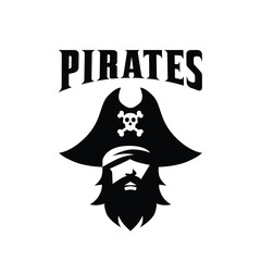 Pirate Skull Emblem with Crossed Cutlasses and Captain Hat