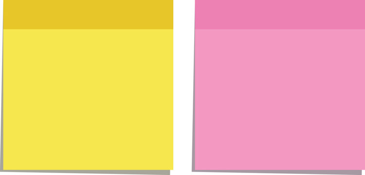 Colorful sticky notes of pink and yellow on a white background, Vector illustration