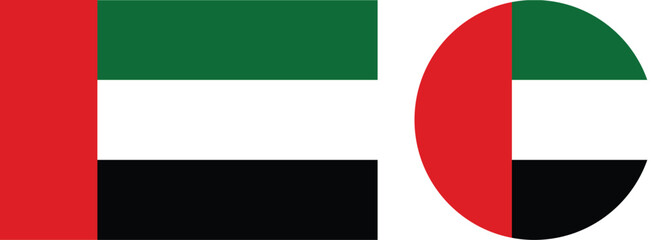 United Arab Emirates flag. United Arab Emirates flag on button. United Arab Emirates flag vector.
