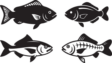 Fish silhouette vector. Fish icon vector set.