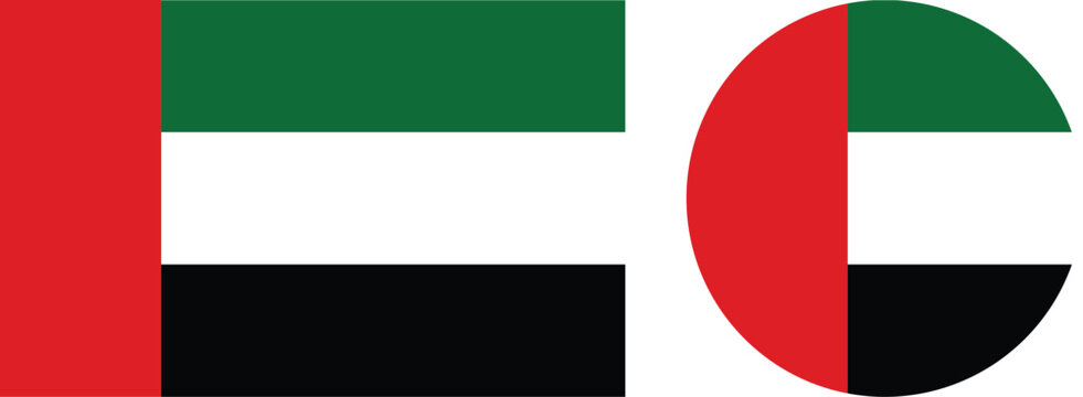 United Arab Emirates flag. United Arab Emirates flag on button. United Arab Emirates flag vector.
