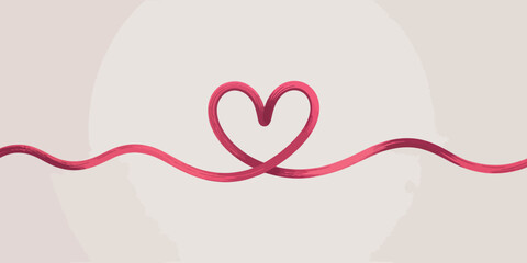 Elegant pink ribbon forming a heart shape on a neutral background