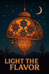 Arabian Lantern Poster – Light the Flavor Desert Night Art