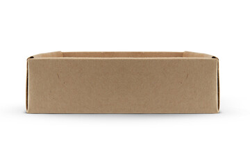 Blank craft box mockup with transparent window isolated on white background