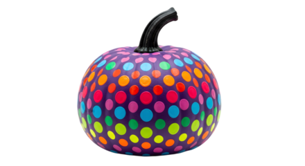 Vibrant Purple Polka Dot Pumpkin A Whimsical Hand Painted Decoration for Festive Fall Halloween and Autumnal Celebrations