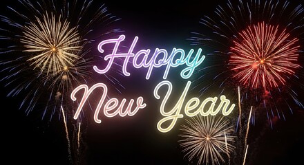 Happy New Year Fireworks Celebration Greeting