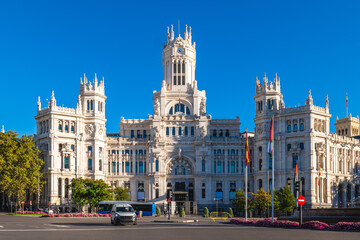 Obraz premium Cibeles Palace, formerly Palace of Communications or Palace of Telecommunications, located in Madrid, Spain