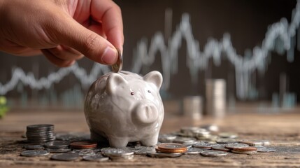 A wide-format scene of financial prudence, blending tangible savings with abstract growth visuals.