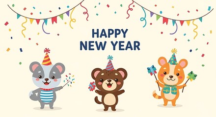 Adorable animals new year