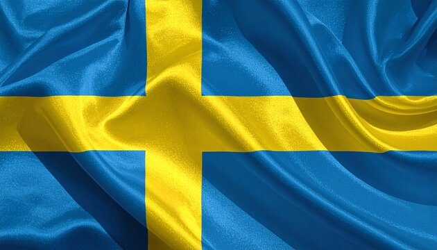 Waving Swedish Flag Vibrant Blue and Yellow Scandinavian National Symbol
