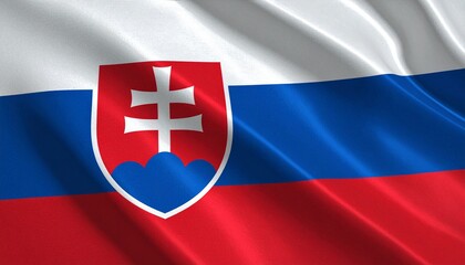Obraz premium Waving Slovak Flag Official National Symbol of Slovakia in Motion