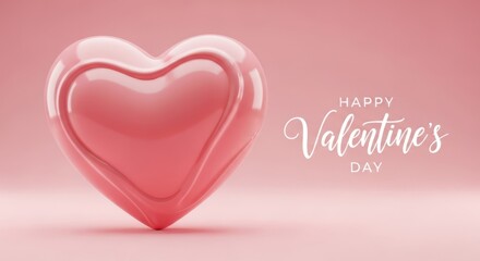 3D Pink Heart Valentine’s Day Greeting in Soft Minimal Style