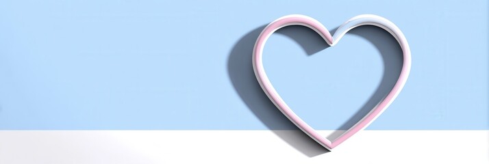 Fototapeta premium A simple heart shape in pink and white against a soft blue and white background. Ideal for love, romance, and affection themes.