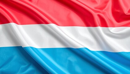 Waving Luxembourg Flag National Symbol of Grand Duchy Fluttering in the Wind