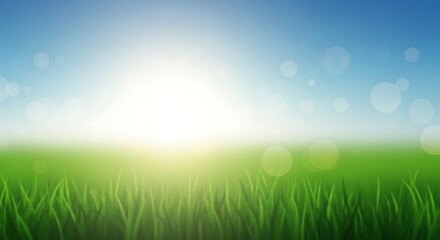 Stunning spring background with fresh green grass and vibrant blue sky, perfect for nature lovers, outdoor adventures, and eco-friendly products
