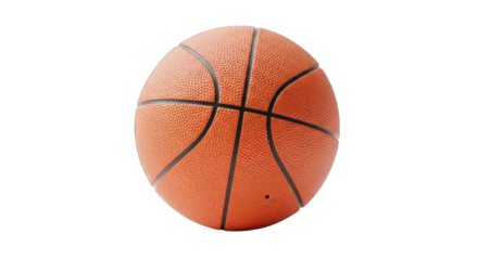 Realistic Orange Basketball with Black Lines on Transparent Background