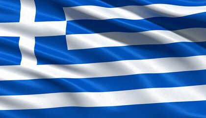 Waving Greek Flag Symbol of Hellenic Pride and Mediterranean Heritage