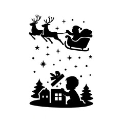 Christmas eve magic: santa and child gift