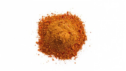 Powdered cajun spice on a white backdrop, flavor-enhancing ingredient for culinary dishes