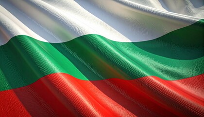 Waving Bulgarian National Flag Close Up Symbol of Patriotism and National Pride Textured Fabric Rippling in the Wind