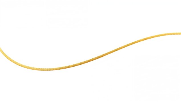 Isolated golden rope on a white backdrop, potential for decorative use
