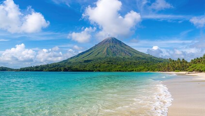 Volcanic eruption created a hill on the island, erosion risk