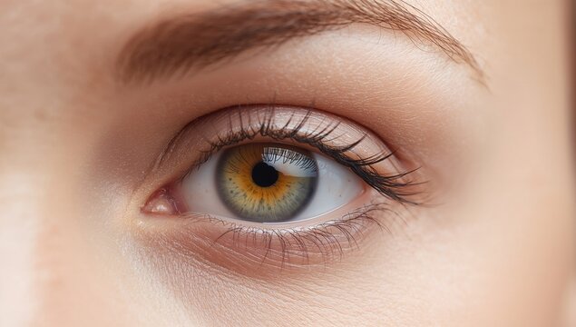Close-up view of a human eye, emphasizing detail and focus
