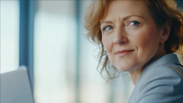 Portrait of focused, intelligent professional in modern office environment