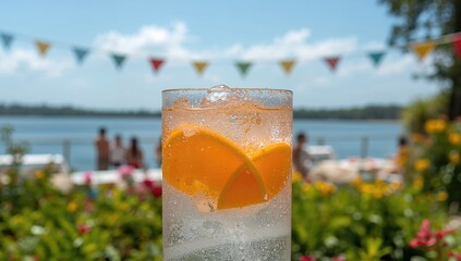Refreshing cocktail served with a straw, ideal for summer gatherings