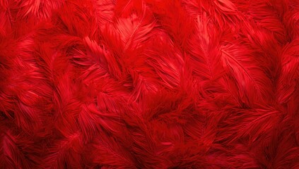 Obraz premium Red rooster feathers, vibrant texture for creative backgrounds