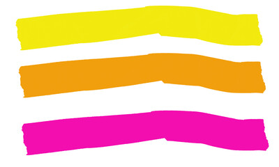 Obraz premium Colorful wavy brushstroke banners in yellow, orange, and pink modern hues isolated on transparent background