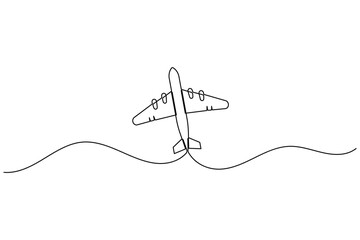 Obraz premium Airplane continuous line drawing with simple minimalist business concept