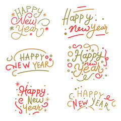 Happy New Year Hand Drawn Lettering Vector Pack