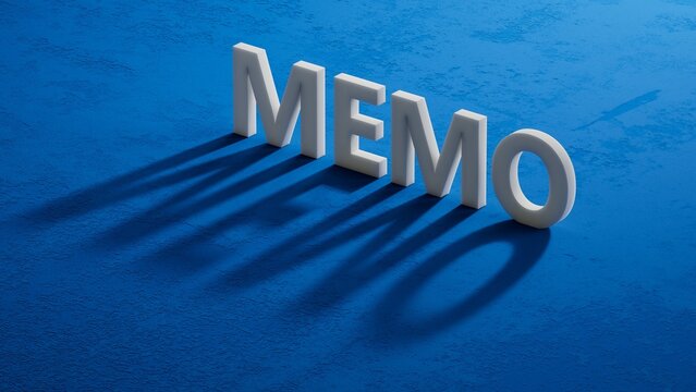 Naklejki shadow of 3d charcaters with MEMO business word.close up of shadow of 3d charcaters,Business Concept.3D rendering.