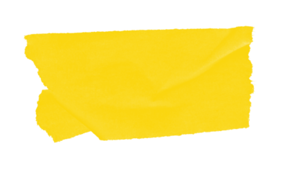 Bright yellow brush stroke texture banner element on transparent background isolated on transparent background