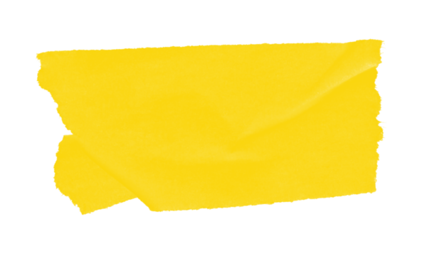 Bright yellow brush stroke texture banner element on transparent background isolated on transparent background