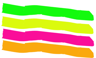 Vibrant neon color stripes, hand-drawn brush strokes, abstract background design isolated on transparent background