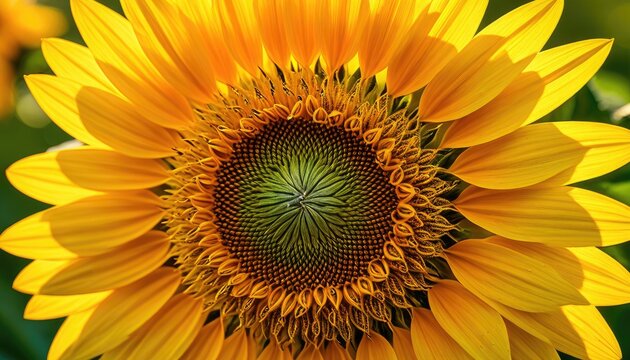 Close-up Sunflower Bloom: Vibrant Yellow Flower Detail, Macro Photography, Summer Sunshine, Natural Beauty